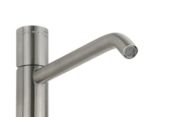 Miscelatore lavabo alto monoforo in acciaio inox con maniglia luxury senza piletta di scarico Oud 25133I - immagine 4
