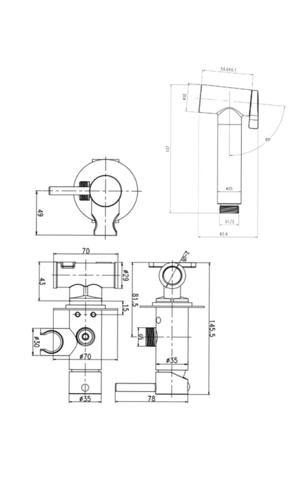 Set Bidet da incasso in acciaio inox AISI316L con doccia dual spray - immagine 5