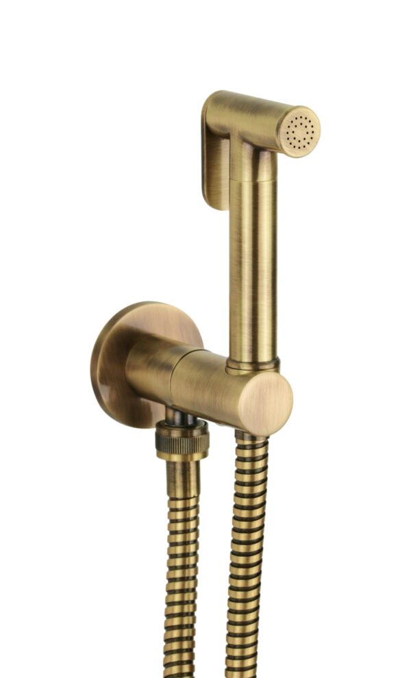 Set Idroscopino a muro con sistema on-off integrato in ottone colore bronzo spazzolato
