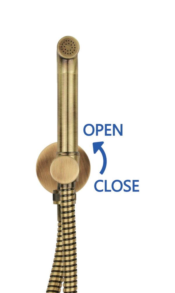 Set Idroscopino a muro con sistema on-off integrato in ottone colore bronzo spazzolato - immagine 3