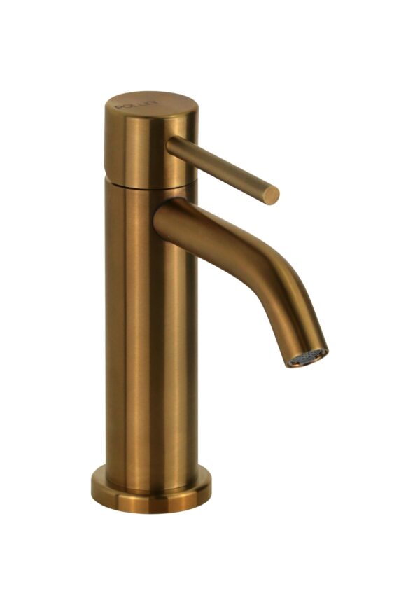 Miscelatore lavabo monoforo in acciaio PVD oro spazzolato senza piletta di scarico Pollini Marla 24100IOS