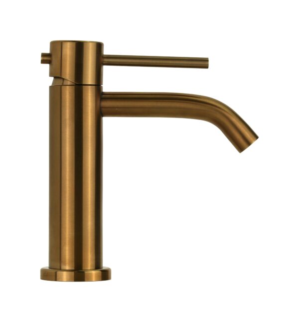Miscelatore lavabo monoforo in acciaio PVD oro spazzolato senza piletta di scarico Pollini Marla 24100IOS - immagine 2