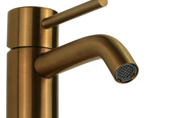 Miscelatore lavabo monoforo in acciaio PVD oro spazzolato senza piletta di scarico Pollini Marla 24100IOS - immagine 4