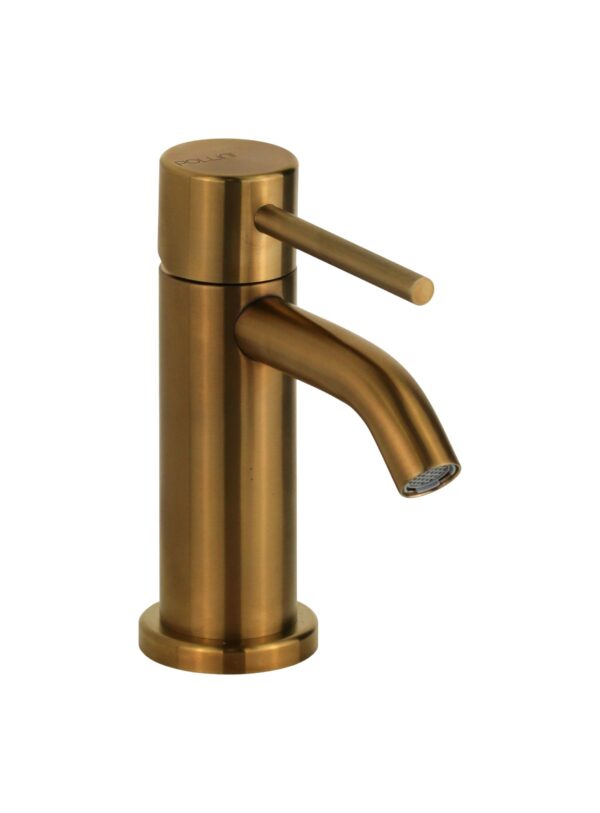 Miscelatore bidet monoforo in acciaio PVD oro spazzolato senza piletta di scarico Pollini Marla 24101IOS