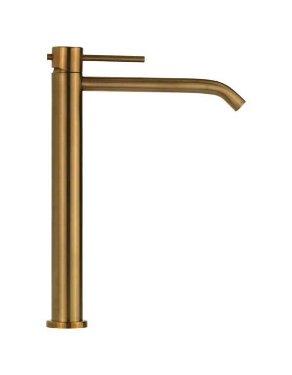 Miscelatore lavabo alto monoforo in acciaio PVD oro spazzolato senza piletta di scarico Pollini Marla 24133IOS - immagine 2