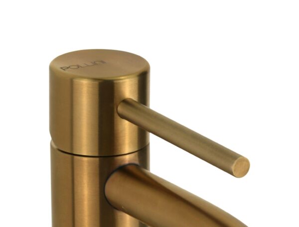 Miscelatore lavabo alto monoforo in acciaio PVD oro spazzolato senza piletta di scarico Pollini Marla 24133IOS - immagine 5