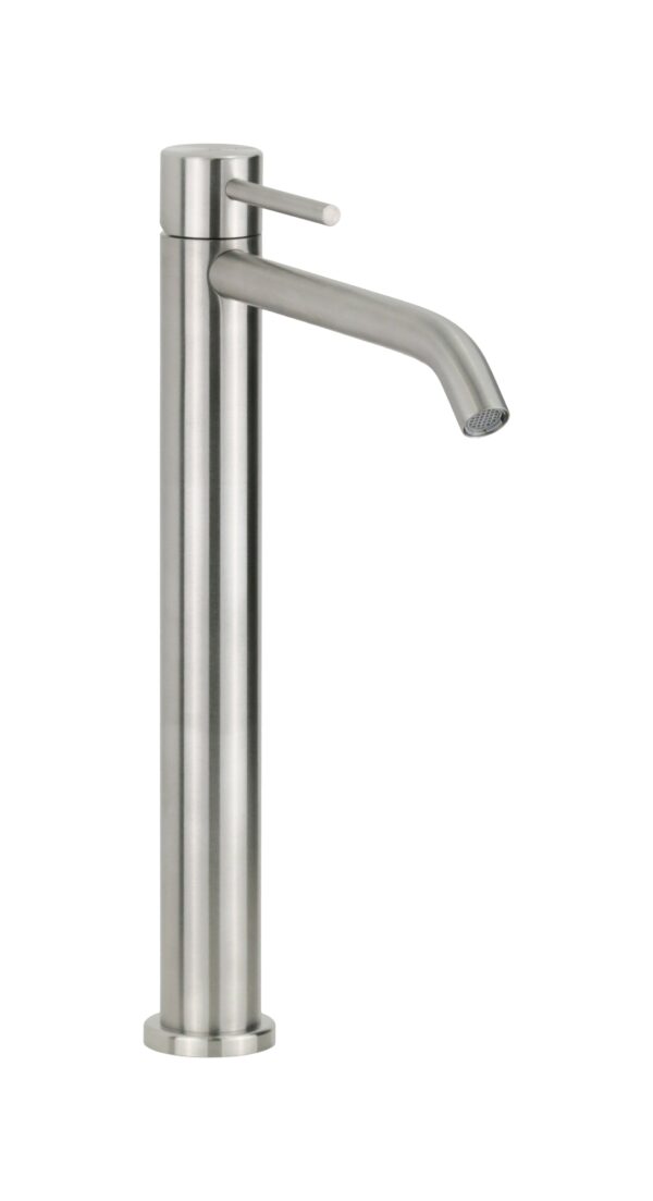 Miscelatore lavabo alto monoforo in acciaio inox senza piletta di scarico Pollini Marla 24133I