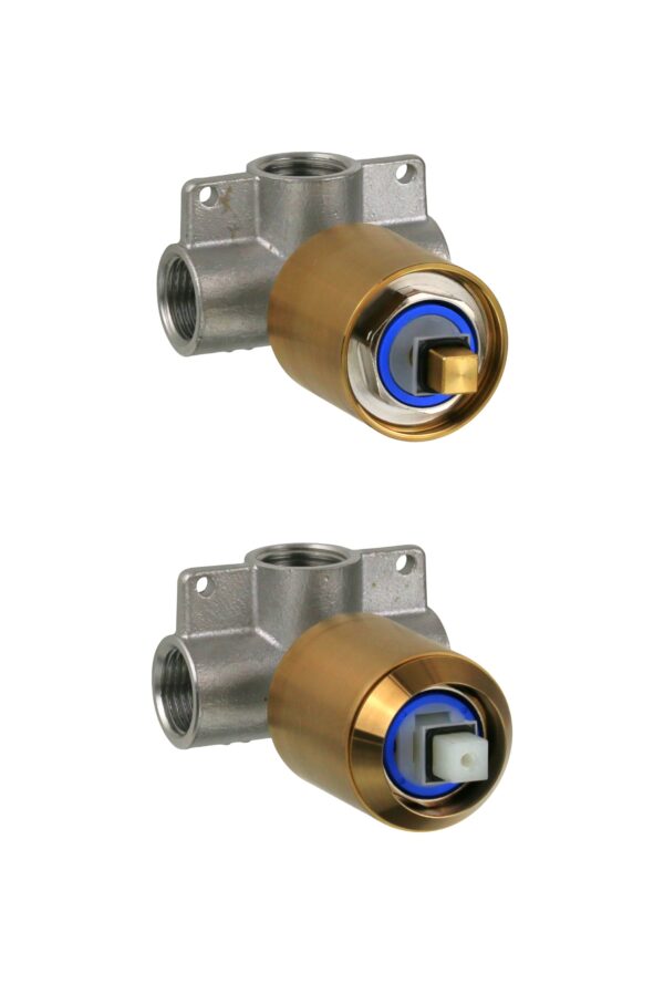 Kit doccia completo con miscelatore meccanico e deviatore 2 vie in acciaio PVD oro spazzolato Pollini Marla 24235IOS - immagine 2