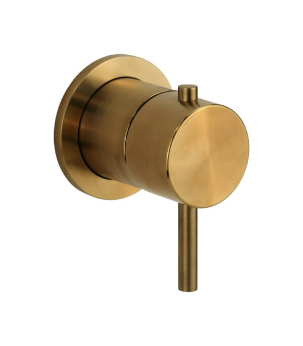 Kit doccia completo con miscelatore meccanico e deviatore 2 vie in acciaio PVD oro spazzolato Pollini Marla 24235IOS - immagine 6