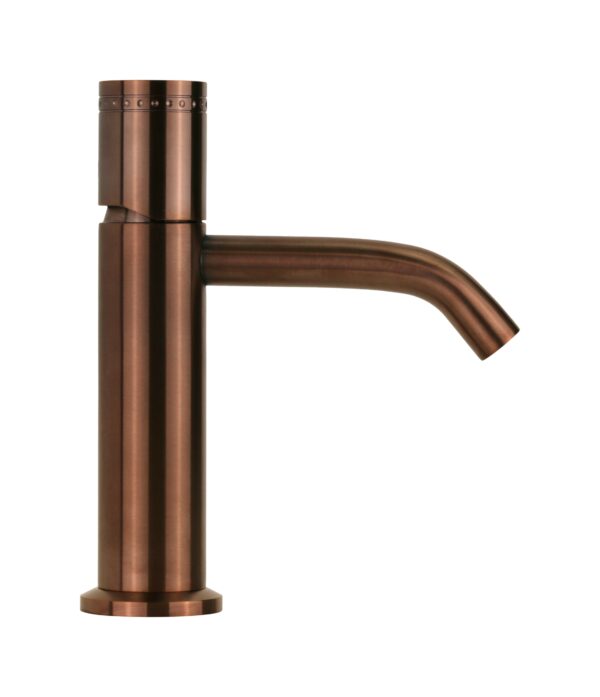 Miscelatore lavabo monoforo in acciaio PVD rame spazzolato con maniglia luxury senza piletta di scarico Pollini Oud 25100IRA - immagine 2