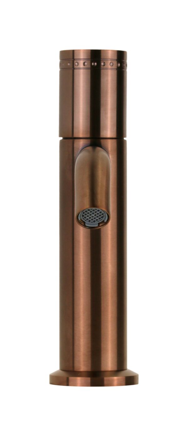 Miscelatore lavabo monoforo in acciaio PVD rame spazzolato con maniglia luxury senza piletta di scarico Pollini Oud 25100IRA - immagine 3