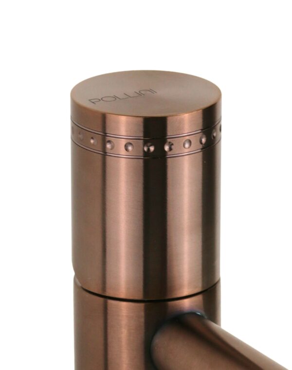 Miscelatore lavabo monoforo in acciaio PVD rame spazzolato con maniglia luxury senza piletta di scarico Pollini Oud 25100IRA - immagine 5