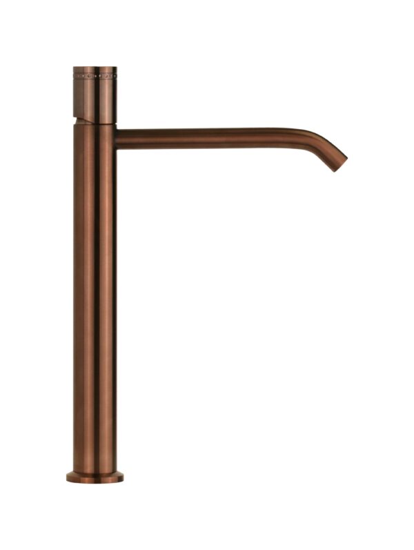 Miscelatore lavabo alto monoforo acciaio PVD rame spazzolato con maniglia luxury senza piletta di scarico Pollini Oud 25133IRA - immagine 2
