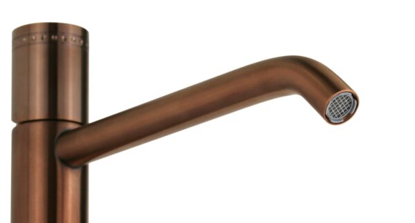Miscelatore lavabo alto monoforo acciaio PVD rame spazzolato con maniglia luxury senza piletta di scarico Pollini Oud 25133IRA - immagine 4