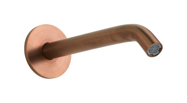 Miscelatore lavabo a parete in acciaio PVD rame spazzolato con maniglia luxury senza piletta di scarico Pollini Oud 25220IRA - immagine 3