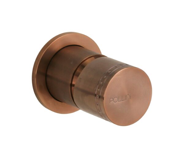 Miscelatore lavabo a parete in acciaio PVD rame spazzolato con maniglia luxury senza piletta di scarico Pollini Oud 25220IRA - immagine 2