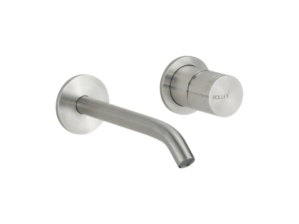 Miscelatore lavabo a parete in acciaio inox con maniglia luxury senza piletta di scarico Pollini Oud