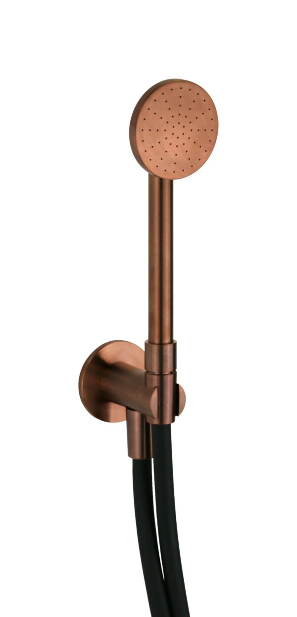Kit doccia completo con miscelatore meccanico e deviatore 2 vie PVD rame spazzolato maniglia luxury Oud 25235IRA - immagine 10