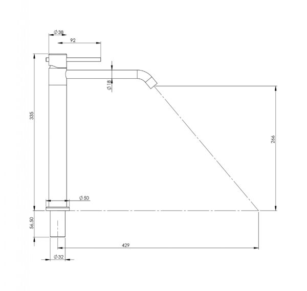 Miscelatore lavabo alto monoforo in acciaio PVD oro spazzolato senza piletta di scarico Pollini Marla 24133IOS - immagine 6