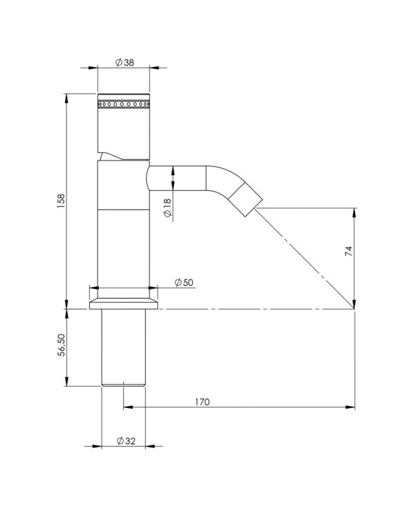 Miscelatore bidet monoforo in acciaio PVD rame spazzolato con maniglia luxury senza piletta di scarico Oud 25101IRA - immagine 6