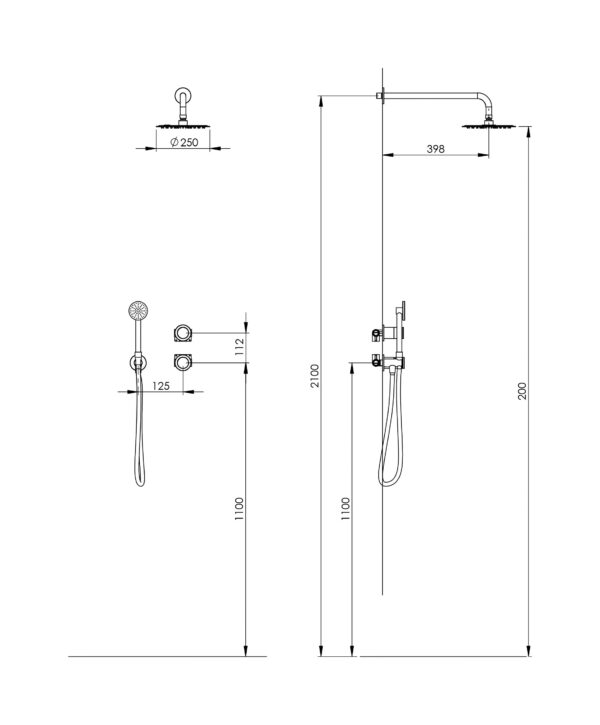 Kit doccia completo con miscelatore meccanico e deviatore 2 vie in acciaio inox Pollini Marla 24235I - immagine 8