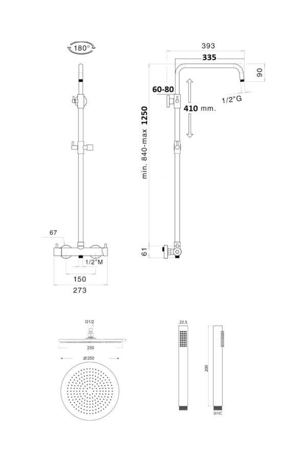 Colonna doccia modello tondo in acciaio AISI 316 con miscelatore meccanico Jessy Steel 15P1026YD0AS - immagine 5